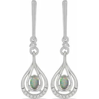 Náušnice Náušnice stříbrné s etiopskými opály a zirkony Ag 925 025929 ETOP 3,8 cm, 4,6 g