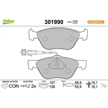 Brzdová destička Sada brzdových destiček, kotoučová brzda VALEO 301990