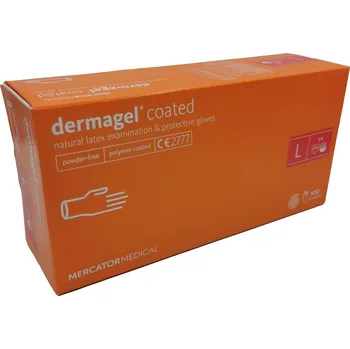 Zdravotnický materiál Mercator Medical Jednorázové rukavice latexové nepudrované DermaGEL Coated - 100 ks XS