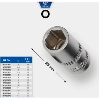 Ruční nářadí Brilliant Tools BT020936 Šestihranný nástrčný ořech 1/4", 8 mm