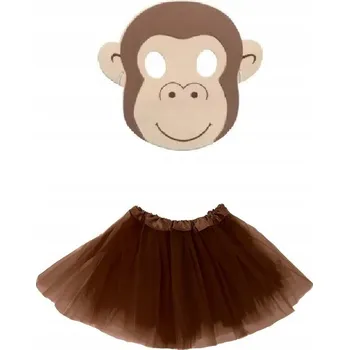 Karnevalový kostým SUPER Kostým Opička TuTu Hnědá s podšívkou 40 cm Maska Pěna 2el MK842