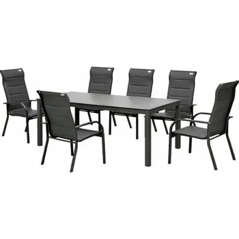 Zahradní sestava Doppler PICASO MIAMI šedá– zahradní hliníková souprava 6+1