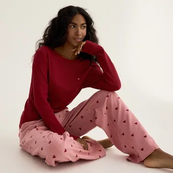 Reserved - Dvoudílná pyžamová souprava se srdíčky - červená - 991HD-33X - 991HD-33X-XS