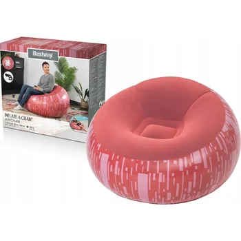 Křeslo NAFUKOVACÍ KŘESLO SAMETOVÉ TABURET FOTBALOVÝ MÍČ ČERVENÉ