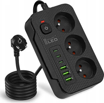 Napájecí kabel Prodlužovací Kabel přívod s lištou Smartled 3 m, 3 ks zásuvek, černý