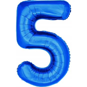 Balónek Fóliový balónek ČÍSLICE 5 MODRÝ 100 cm - velký balónek na hélium ve tvaru číslice