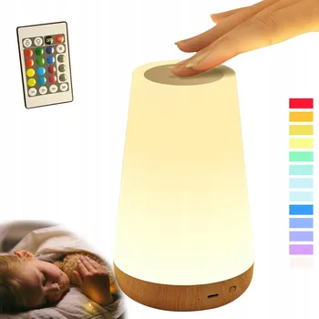Lampička Noční Lampa LED do Ložnice Vícebarevná Dálkové Ovládání Dotyková Bezdrátová