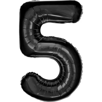 Balónek Fóliový balónek ČÍSLICE 5 ČERNÝ 100 cm - velký balónek s heliem ve tvaru číslice