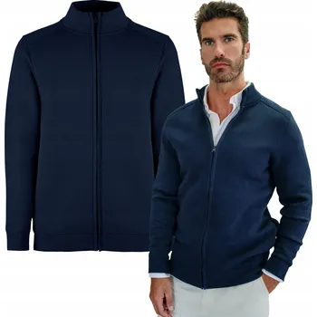 Pánská mikina Klasická elegantní pánská mikina rozpinana velká velikost námořnická modrá 3XL