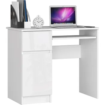 Psací stůl CASARREDO Designový psací stůl PIXEL90L, bílý / bílý lesk