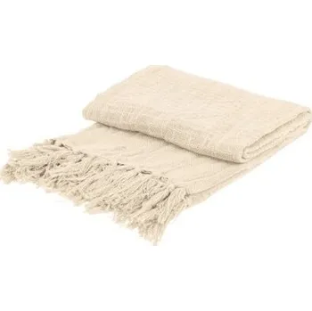 Přehoz na lůžko Přehoz světle bílý s třásněmi 130 × 170 cm