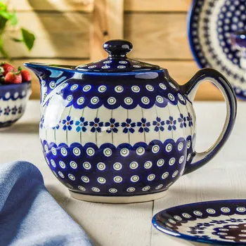 Konvice na čaj Konvička na čaj a kávu Bolesławiec keramika 1 l - dek. 166A (druhý druh)