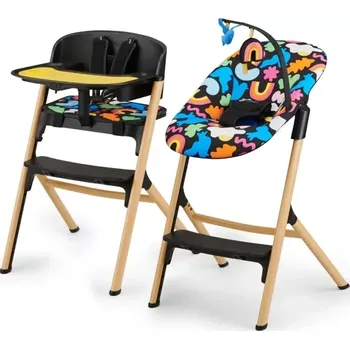 Jídelní židlička Kinderkraft Židlička na krmení Livy + houpací židlička Calmee Happy Shapes