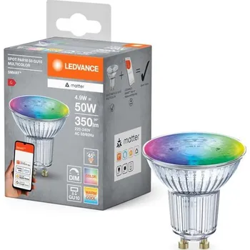 Stojací lampa Ledvance SMART+ MATTER LED reflektorová lampa, kompatibilní s Google, Alexa, Apple, sklo, 4,9W,