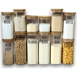 Arte Regal Sada 12ks skleněných dóz obdelníkových s bambusovým víkem, VIVO - 12ks