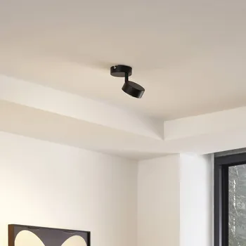 Svítidlo Lindby Stropní světlo Jyla, 1 žárovka, matná černá černá matná 1 x 11 W LED