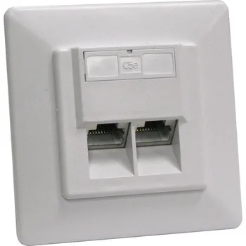 Síťový konektor XtendLan Zásuvka 2x RJ-45, Cat5e, stíněná, pod omítku, šikmý vývod, narážecí dual