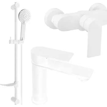 Sprchový set MEXEN - Royo DF05 Set umyvadlové a sprchové baterie s příslušenstvím, bílá 72204DF05-20