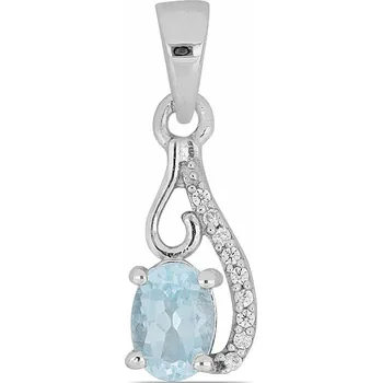 Přívěsek Přívěsek stříbrný s Blue Sky topazem a zirkony Ag 925 020065 BT 1,5 cm, 1,2 g