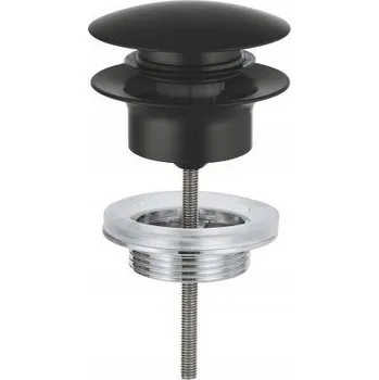 Sifon Grohe zátka k umyvadlu s přepadem, systém klik-klak, kulatý 1024642430, černá matná