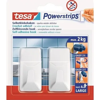 Tesa Powerstrips Hook Large SQUARE – Samolepicí nástěnný háček na sklo, dlaždice, dřevo, plast a
