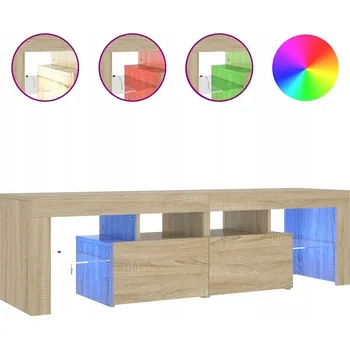 Televizní stolek TV stolek LED RGB, dřevotříska, dub sonoma, 140x36,5x4