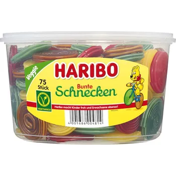 Cukrovinka Haribo Bunte Schnecken ovocní šneci vegetariánské 75 ks 1200g