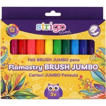 Strigo, Fixy s kartáčovou špičkou, 12 barev