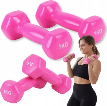 ČINKY LITINOVÉ ZÁVAŽÍ PRO CVIČENÍ FITNESS POSILOVNA RŮŽOVÉ 2X1KG MONTESSA