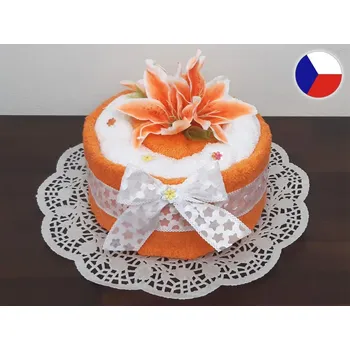 Sada ručníků a osušek Textilní dort z ručníků Saša oranžová