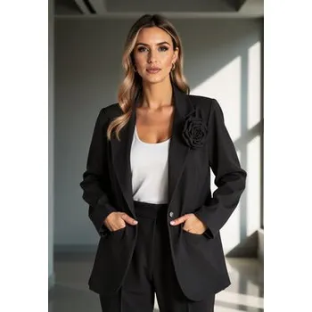 Dámská móda FIGL Sako M1153 Černá Loose Fit S_M