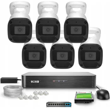 Bezpečnostní kamera Monitorovací sada BCS: 6 kamer 5 Mpx, IR 30 m, PoE, 1 TB
