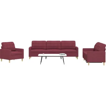 Pohovka 3dílná sedací souprava vínová textil - 8721102602849