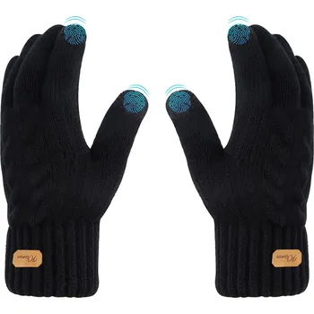 Rukavice Dámské zimní rukavice s dotykovou funkcí, teplé, zateplené, pro telefon, ČERNÉ
