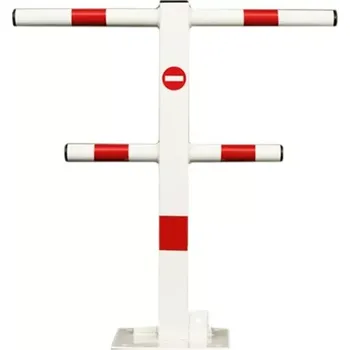 Plotový sloupek Bílo-červený ocelový skládací parkovací sloupek - 55 x 60 cm