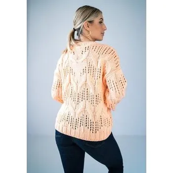 Dámská móda FIGL Svetr M910 Oranžová Oversize OS