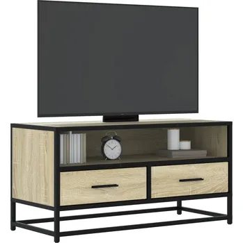 Televizní stolek TV skříňka dub sonoma 80 x 34,5 x 40 cm kompozitní dřevo a kov - 8721102838699