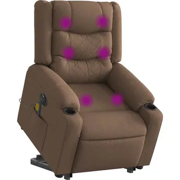 Křeslo Elektrické zvedací masážní polohovací křeslo hnědé textil - 8721158417459