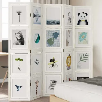 Paraván Paraván 5dílný bílý masivní dřevo pavlovnie - 8721012073906