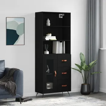 Příborník do zásuvky Skříň highboard černá 69,5 x 34 x 180 cm kompozitní dřevo - 8720845928452