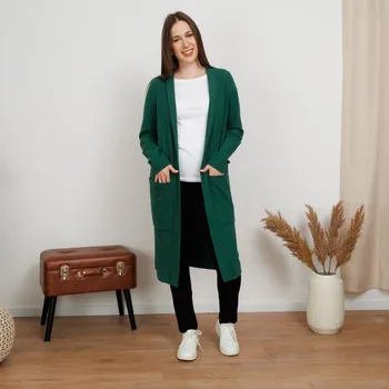 Dámský svetr Dámský zelený pletený kardigan Velikost: S/M