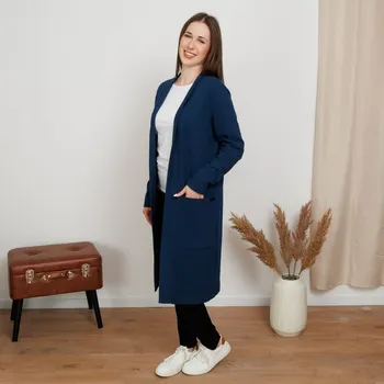 Dámský svetr Dámský modrý pletený kardigan Velikost: S/M