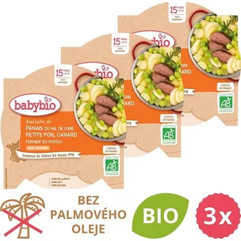 BABYBIO Pastinák s hráškem a farmářskou kachnou 3× 260 g