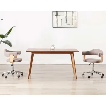 Jídelní židle Otočná jídelní židle taupe ohýbané dřevo a textil - 8719883796048