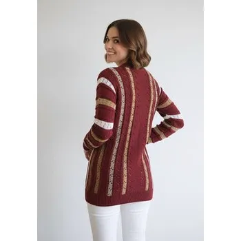 Oblečení a móda FIGL Svetr M1276 Bordó Regular Fit L