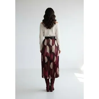 Dámská sukně FIGL Plisovaná sukně M1253 Bordó A-Line Fit S