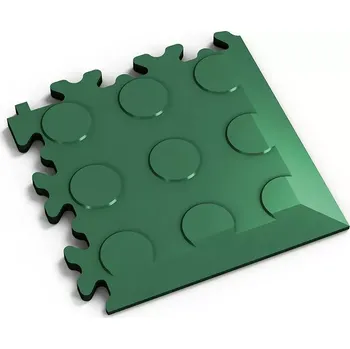 vinylová podlaha Zelený PVC vinylový rohový nájezd Fortelock Industry Ultra - 14 x 14 x 1 cm