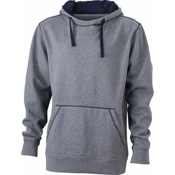 Pánská mikina Pánská mikina Lifestyle Hoody JN961 Barva: Šedý melír - Modrá námořní, Velikost: L