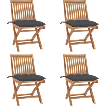 Skládací zahradní židle s poduškami 4 ks masivní teak - 8720286440322