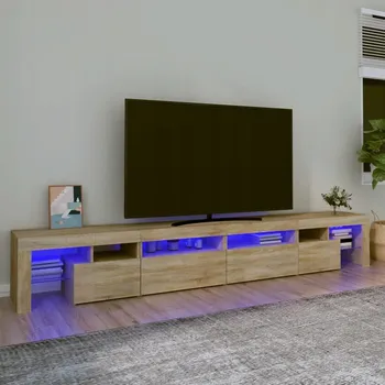 Televizní stolek TV stolek s LED osvětlením, dub sonoma, 260x36,5x40 cm